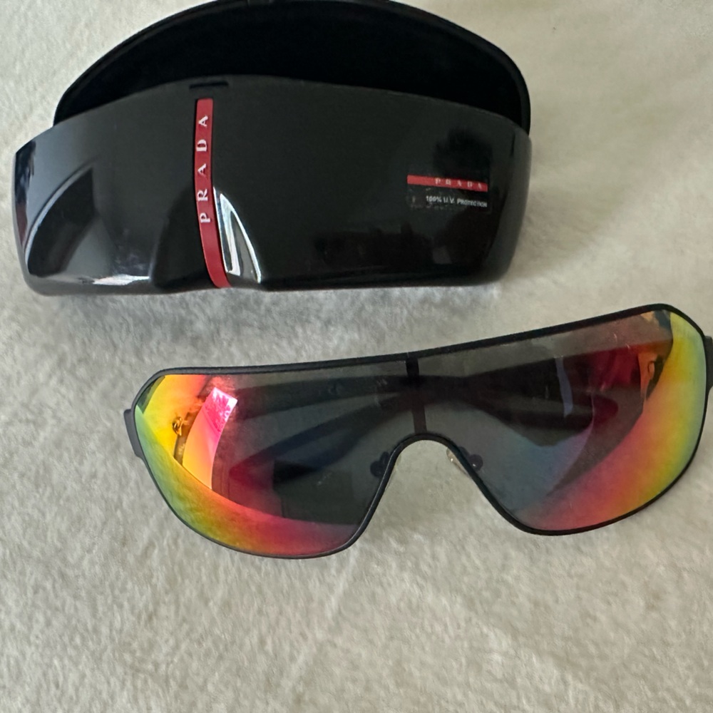 Prada Sunglasses with Multicolor Lenses and Black Case